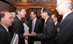 The Prime Minister of Belgium, The Honourable Guy Verhofstadt (2nd from left), was among the long list of high-profile speakers who spoke at Chamber luncheons in 2003.  