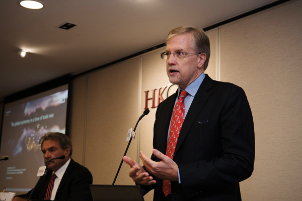 Dr Michael Spencer of Deutsche Bank spoke at Chamber luncheon for global economic development.